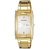 Sonata Men's Watch Analog White Dial With Gold Stainless Steel Band, 7041YM01